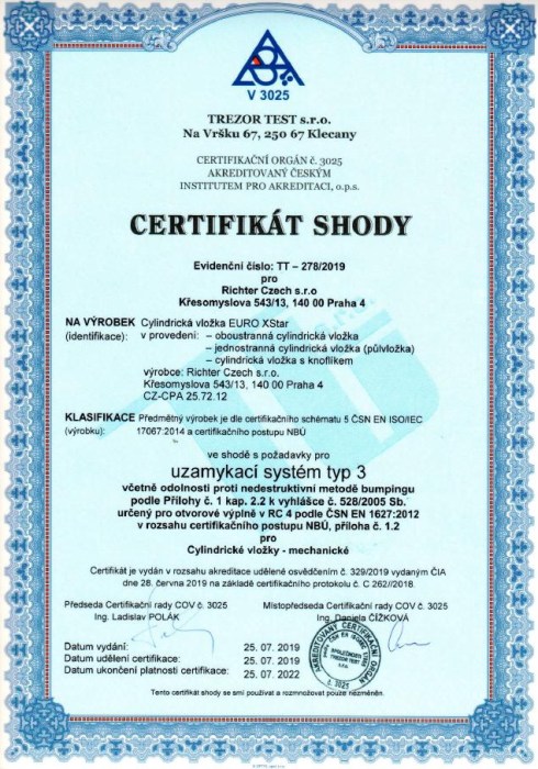 Bezpečnostní vložka Euro XStar EXR.30/30.NI